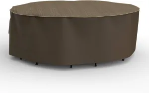 Budge StormBlock Hillside Oval Table and Chairs Combo Cover Premium, Outdoor, Waterproof, Extra-Large, Black and Tan Weave