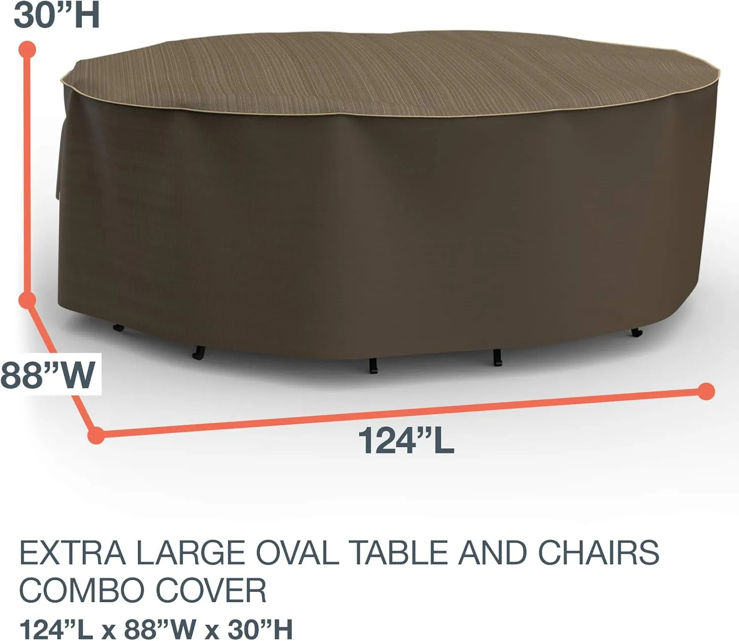 Budge StormBlock Hillside Oval Table and Chairs Combo Cover Premium, Outdoor, Waterproof, Extra-Large, Black and Tan Weave