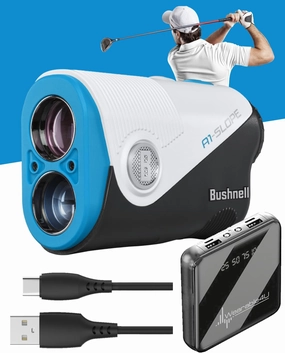 Bushnell A1-Slope Ultra-Compact Golf Laser Rangefinder with Slope Technology, 6X Magnification, Magnetic Mount, Precision Up to 1,300 Yards, Weather-Resistant Design with Wearable4U PowerBank Bundle