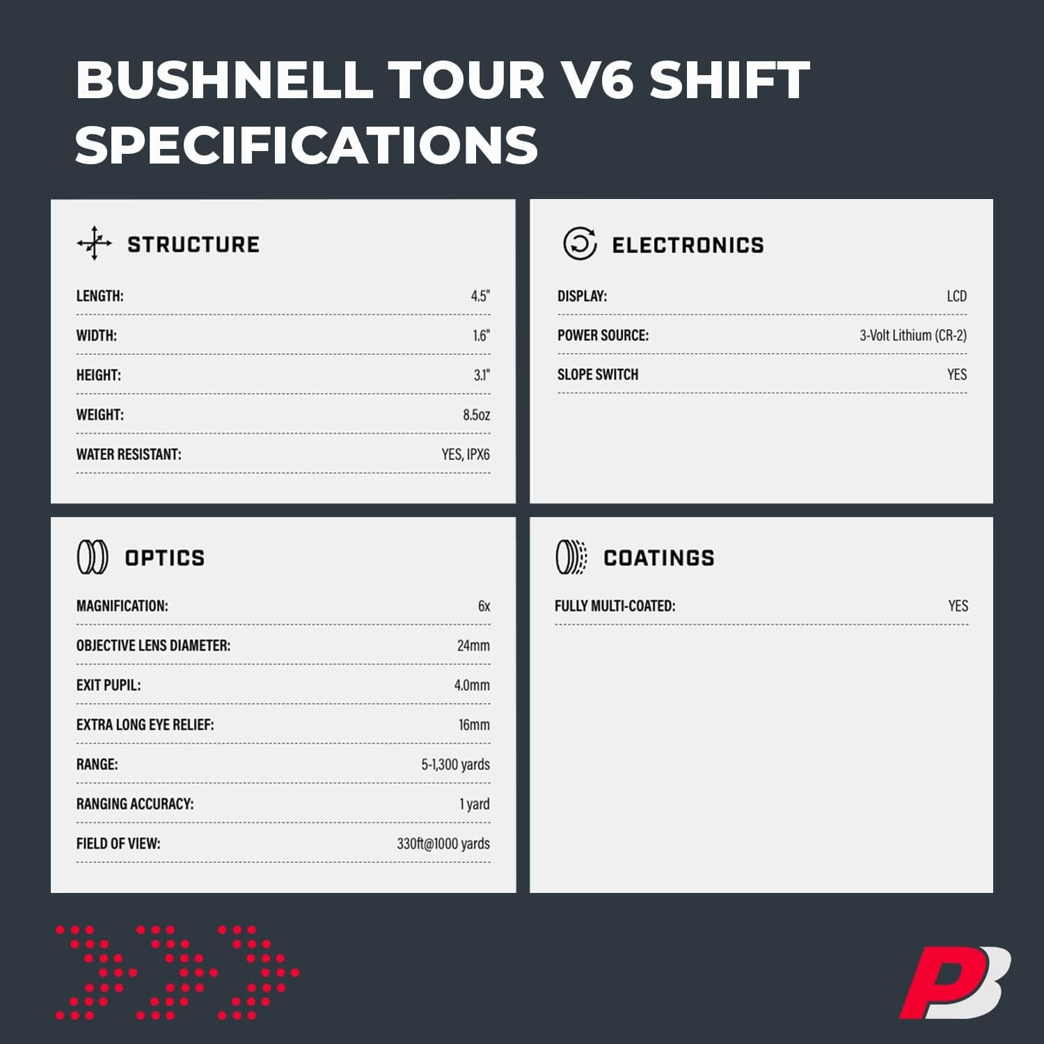 Bushnell Tour V6 Golf Rangefinder Gift Box Bundle - PinSeeker with Visual JOLT, BITE Magnetic Mount - includes PlayBetter Microfiber Towel & Extra CR2 Battery