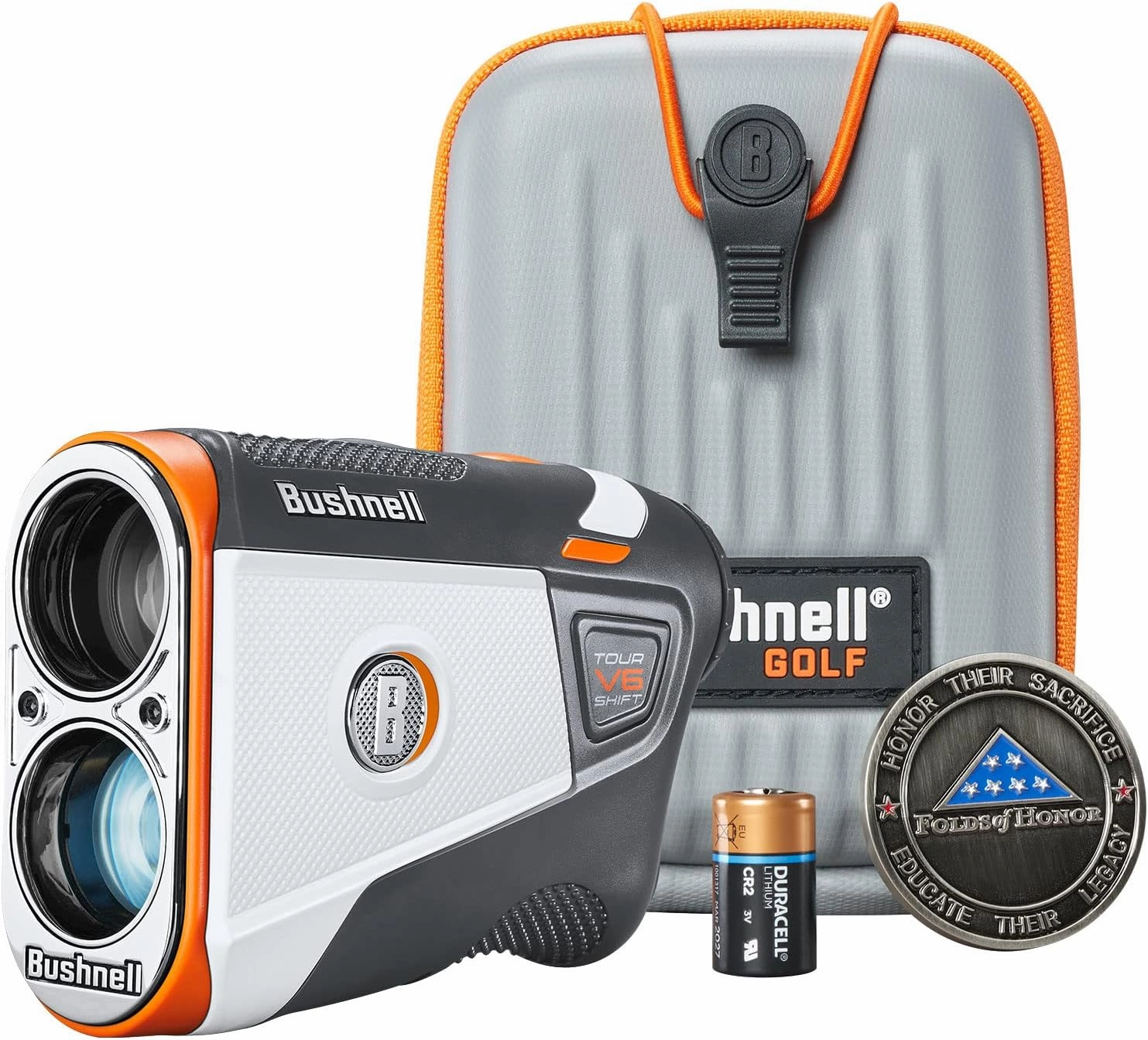 Bushnell Tour V6 Golf Rangefinder Gift Box Bundle - PinSeeker with Visual JOLT, BITE Magnetic Mount - includes PlayBetter Microfiber Towel & Extra CR2 Battery
