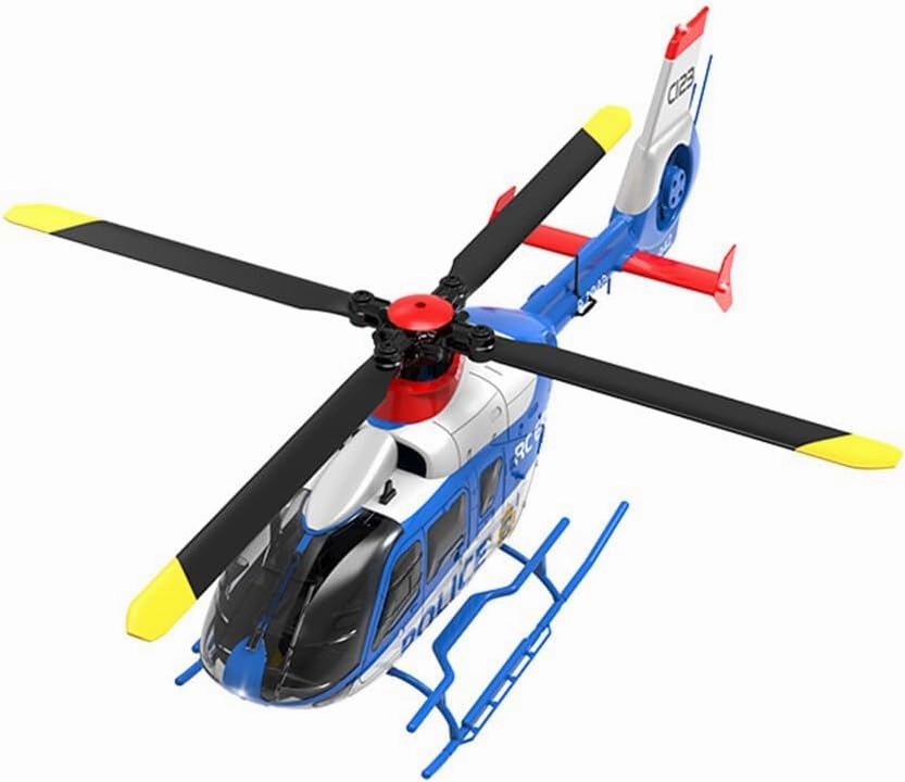 C123 1/36 Scale EC135 RC Helicopter, 2.4G 6CH Single-Rotor Remote Control Helicopter, 6G Mode & 6-Axis Gyro Aircraft Model Gift Toy for Adult - 4 Battery