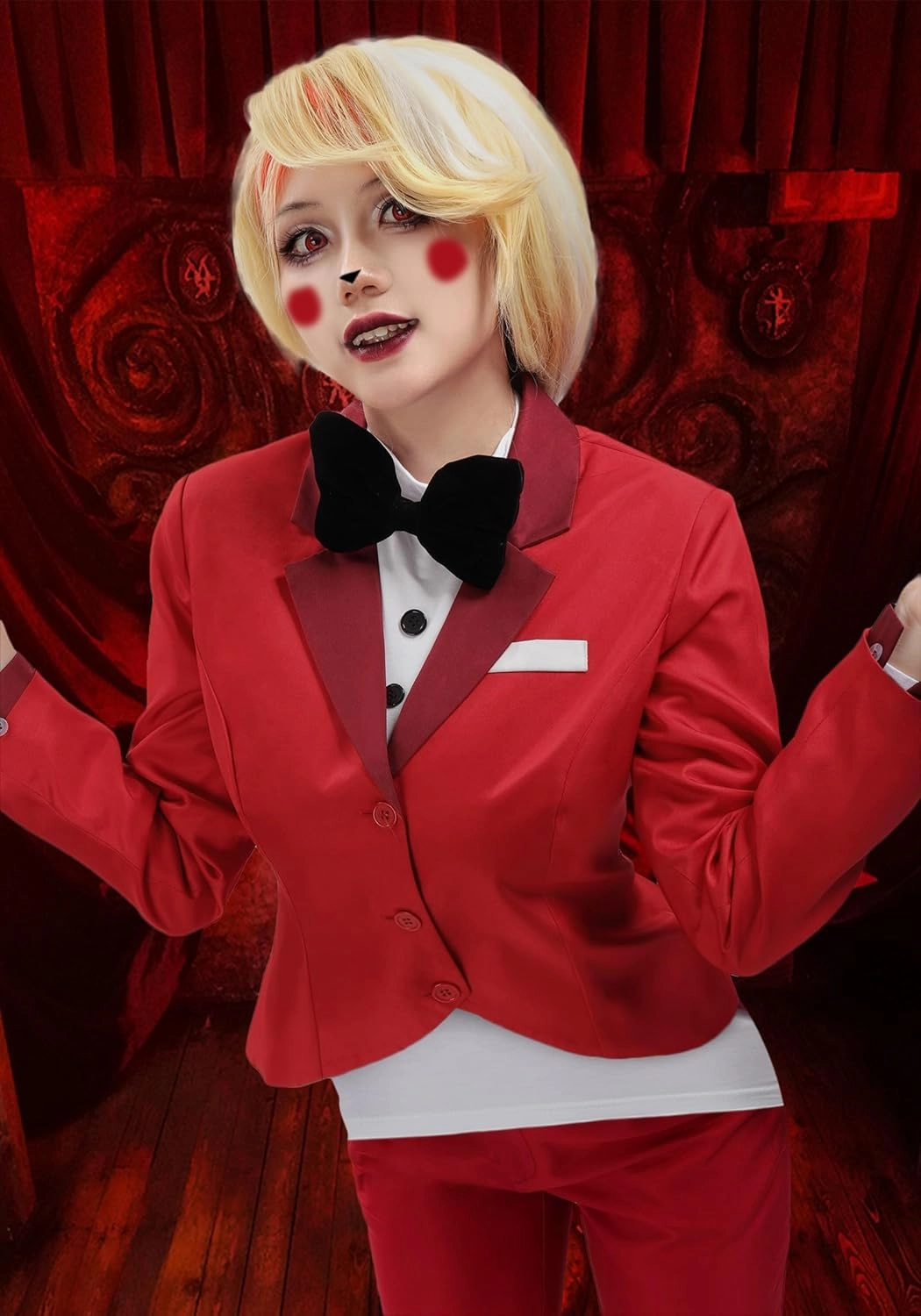 C-ZOFEK Red Cosplay Costume Full Set Outfit Coat Shirt Pants and Bow tie for Halloween