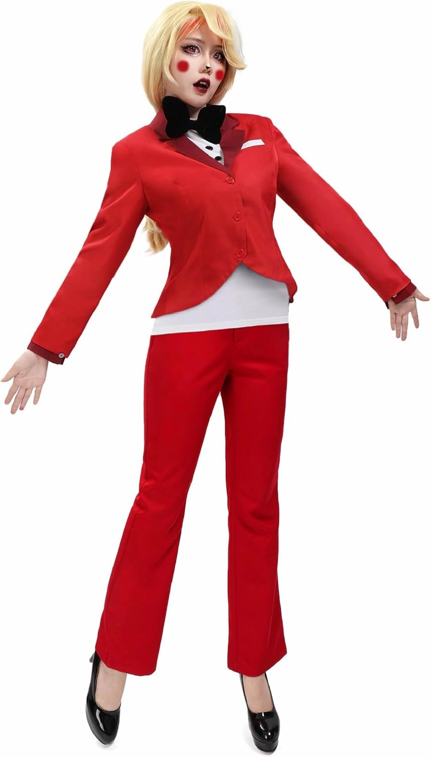 C-ZOFEK Red Cosplay Costume Full Set Outfit Coat Shirt Pants and Bow tie for Halloween