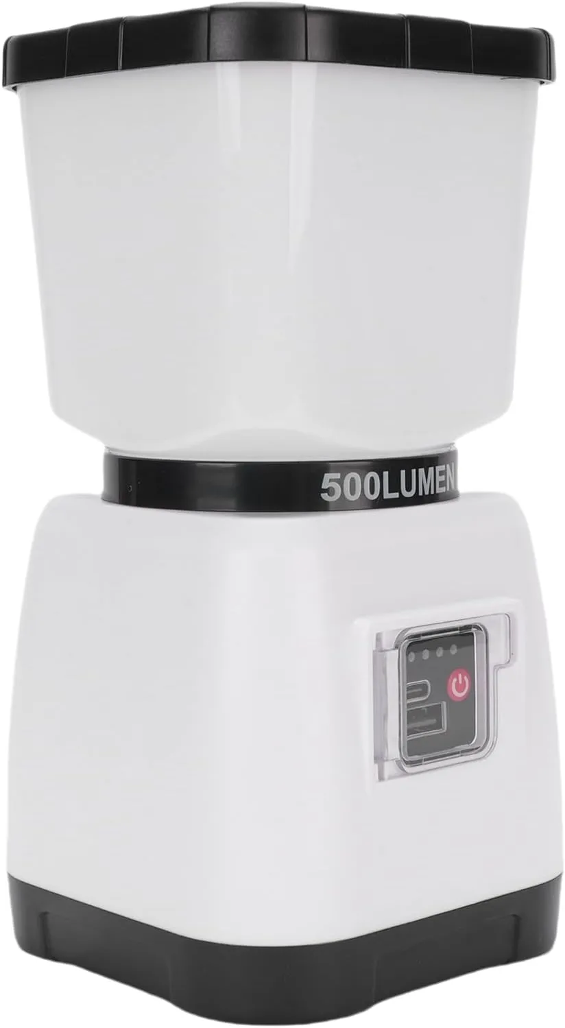 Camping Light Based on Battery, Rechargeable Camping Lantern with Portable Hook for Exterior (White)