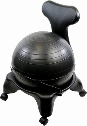 CANDO Ball Chair Inflatable Ergonomic Active Seating Exercise Ball Chair with Air Pump for Home, Office, and Classroom,Black, 22"