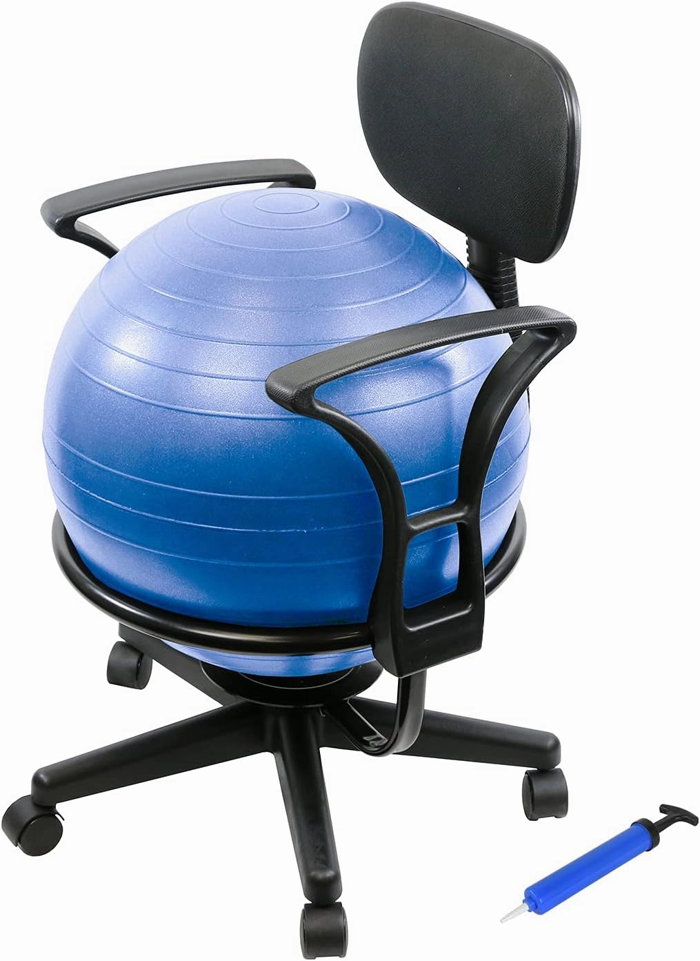 CanDo Metal Ball Chair - Inflatable Ergonomic Active Seating Exercise Ball Chair with Air Pump for Home, Office, and Classroom