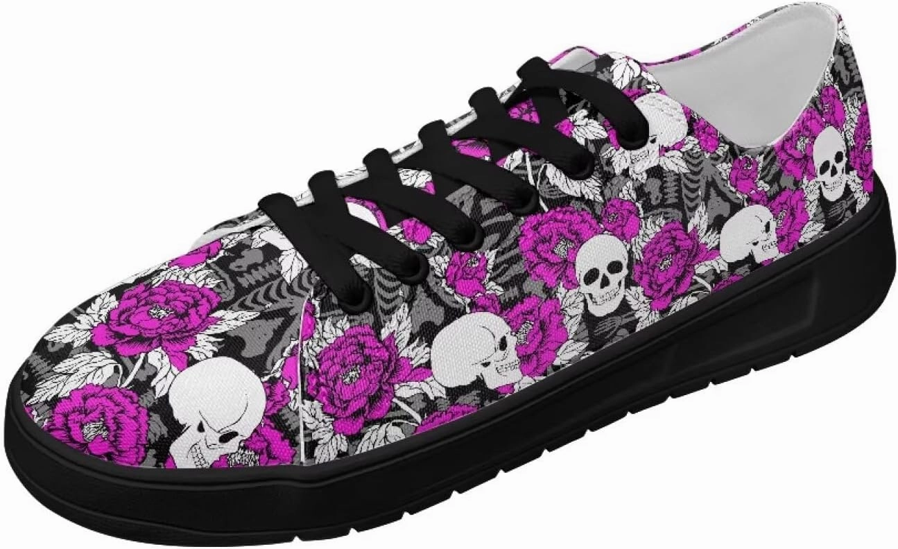 Canvas Sneakers for Women Low Top Lace Up Shoes Comfortable Canvas Tennis Shoes with Anti Skid EVA Sole Dressy Flats