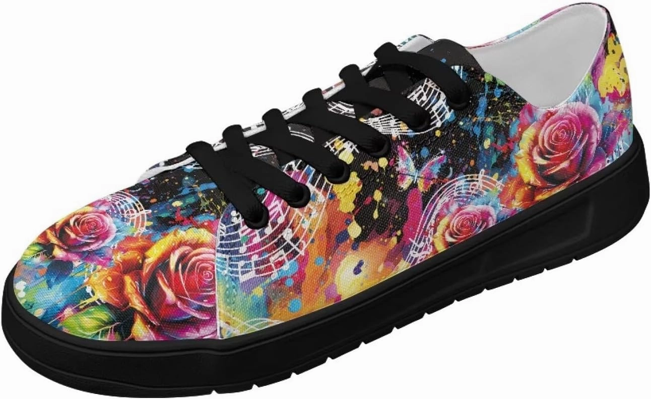 Canvas Sneakers for Women Low Top Lace Up Shoes Comfortable Canvas Tennis Shoes with Anti Skid EVA Sole Dressy Flats