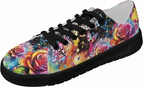 Canvas Sneakers for Women Low Top Lace Up Shoes Comfortable Canvas Tennis Shoes with Anti Skid EVA Sole Dressy Flats