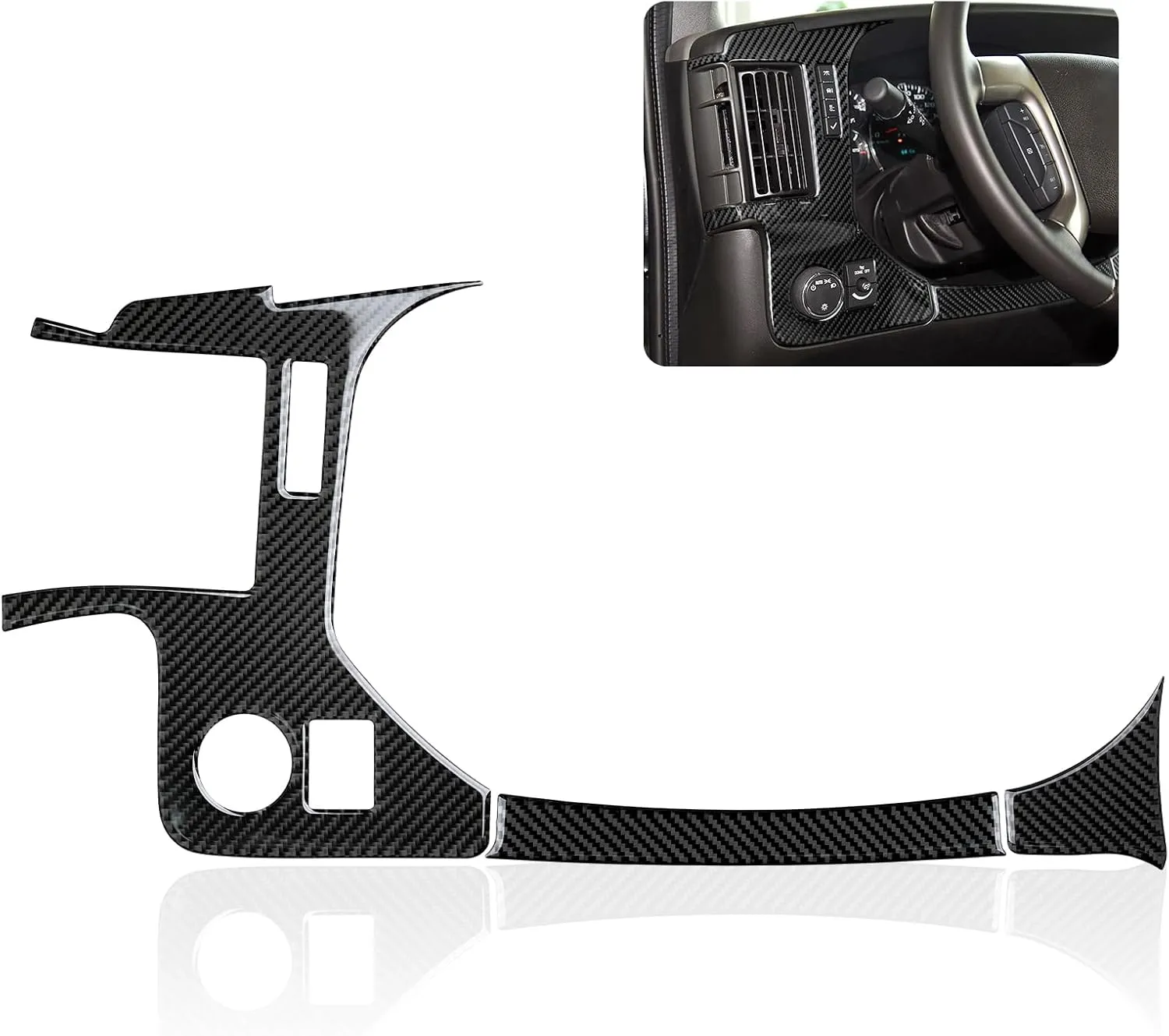 Car Carbon Fiber Dashboard Side Vent Air Conditioner AC Outlet Decoration Trim Cover for Chevrolet Express/GMC Savana 2008 - Present 1500 2500 3500 Interior Accessories (Style B)