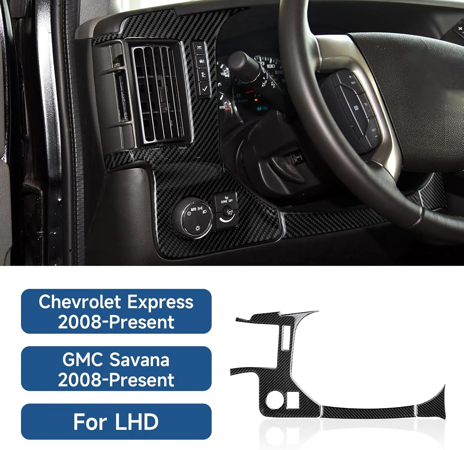 Car Carbon Fiber Dashboard Side Vent Air Conditioner AC Outlet Decoration Trim Cover for Chevrolet Express/GMC Savana 2008 - Present 1500 2500 3500 Interior Accessories (Style B)