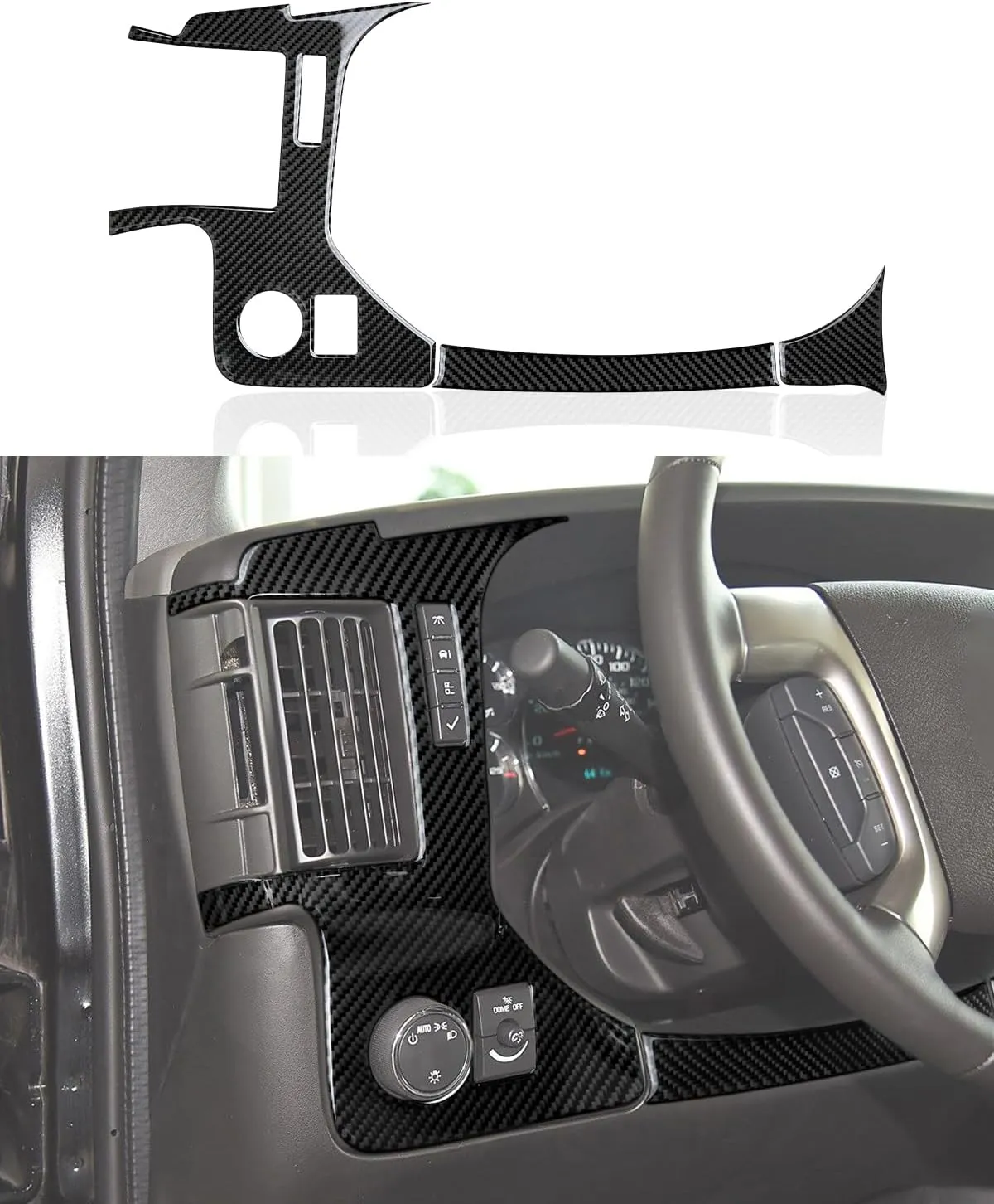 Car Carbon Fiber Dashboard Side Vent Air Conditioner AC Outlet Decoration Trim Cover for Chevrolet Express/GMC Savana 2008 - Present 1500 2500 3500 Interior Accessories (Style B)