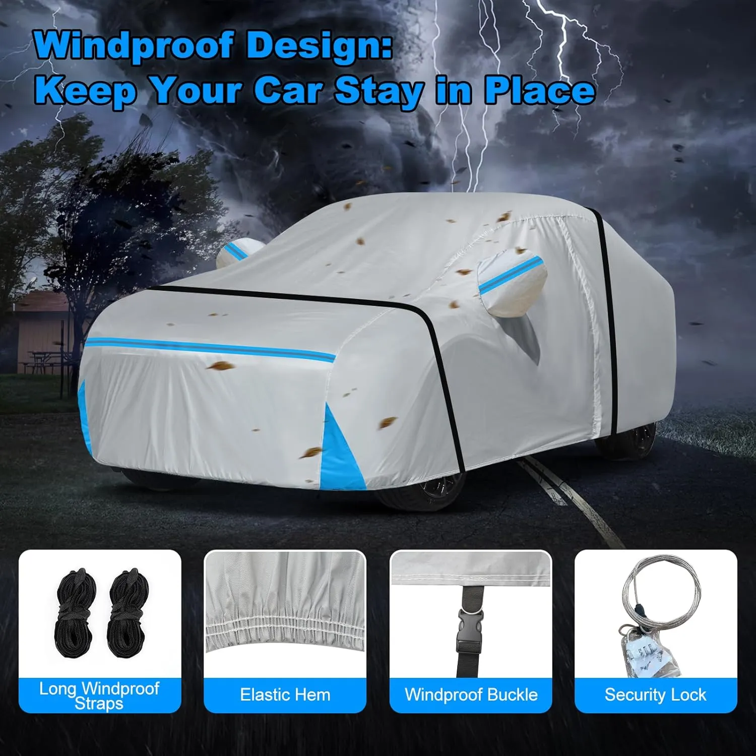 Car Cover for 2007-2025 Audi A5/S5/RS5 Sedan, Waterproof Custom-fit All Weather Sun Rain UV Dust Snow Protection Windproof Outdoor A5 Full Car Cover with Door Zipper and Cotton Lining-Gray