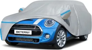Car Cover for 2014-2025 Mini Cooper 4 Door, Waterproof Custom-fit All Weather Sun Rain UV Dust Snow Protection Outdoor Full Car Cover with Door Zipper and Cotton Lining-Grey