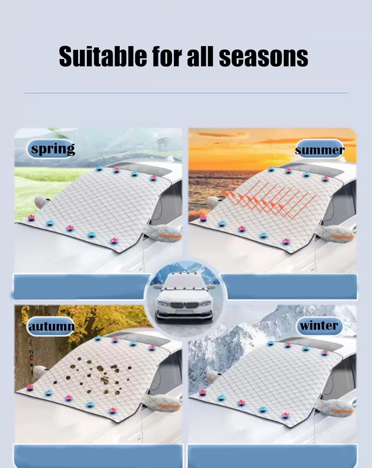 Car Snow Cover Windshield for Nissan Micra K13 Visia First/Acenta/Tekna 2010-2017, Snow Cover for Car Front Windshield Thickened Winter Magnetic Windshield Frost Cover Anti Frost Ice Snow