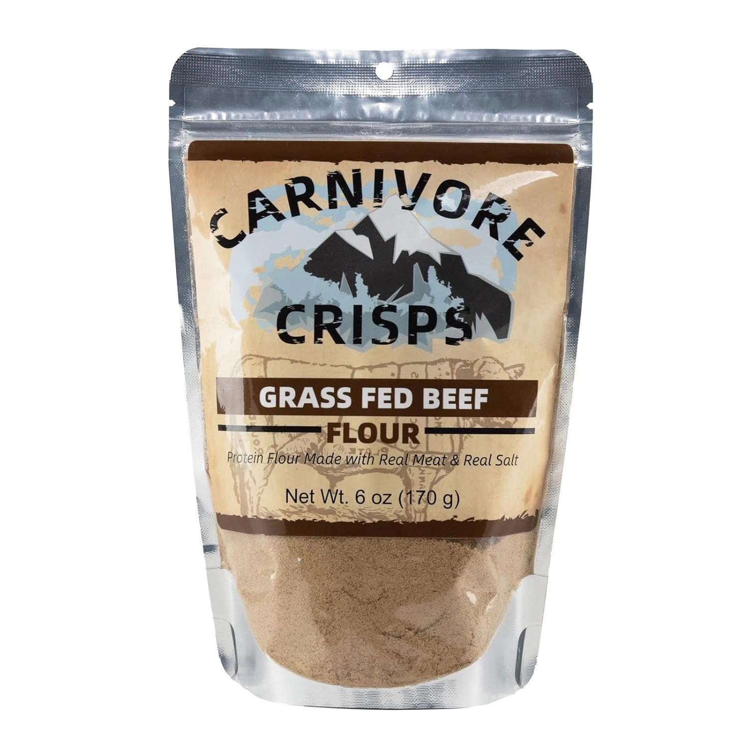 Carnivore CrispsGrass-Fed and Finished Beef Flour, Premium Beef flour for Cooking and Seasoning, Rich in Protein, Paleo & Keto Friendly, 6 oz