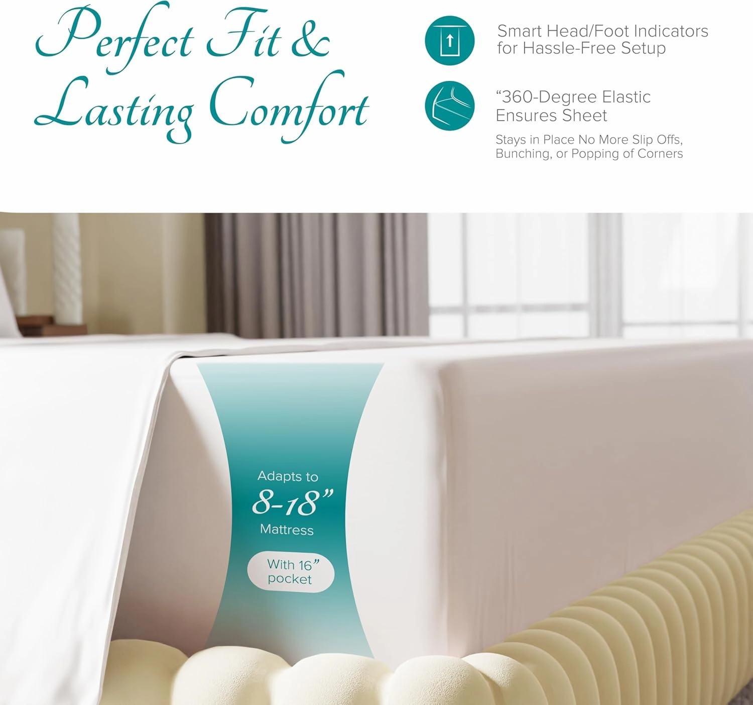 Carressa Linen 100% Egyptian Cotton Sheets Queen Size Bed Set - 4 PC 800 High Thread Count Egyptian Cotton Queen Sheet Set (White) Soft, Cooling, 16" Deep Pocket Sateen Weave Luxury Hotel Bedsheet
