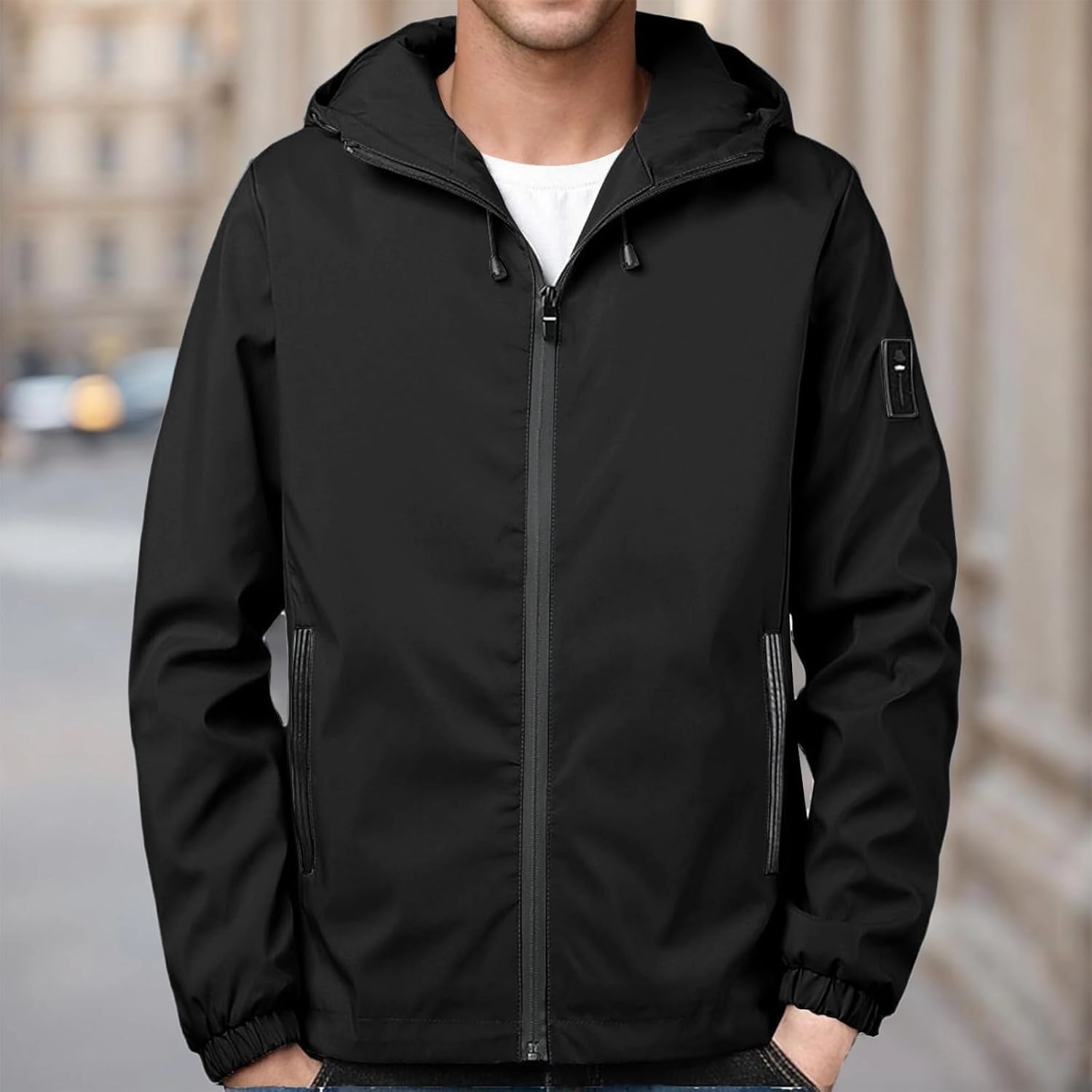 Casual Hoodies for Men Zip Up Long Sleeve Hooded Jacket Breathable Water Resistant Jacket Outdoor Hiking Sport Coat