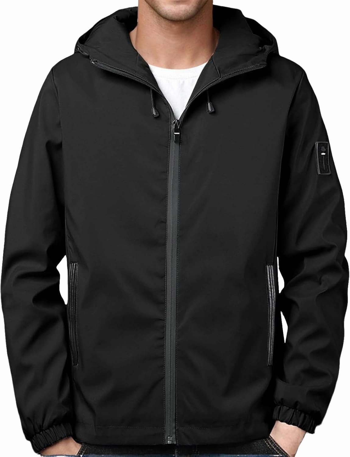 Casual Hoodies for Men Zip Up Long Sleeve Hooded Jacket Breathable Water Resistant Jacket Outdoor Hiking Sport Coat