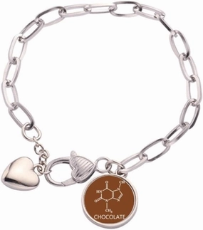 Checal Molecular Structure Chocolate Heart Chain Bracelet Jewelry Charm Fashion