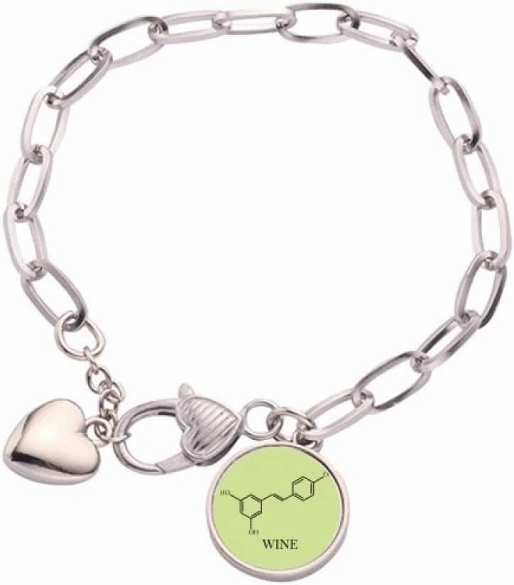 Checal Structure Alcohol Molecule Heart Chain Bracelet Jewelry Charm Fashion