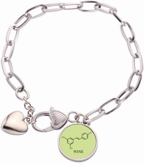 Checal Structure Alcohol Molecule Heart Chain Bracelet Jewelry Charm Fashion