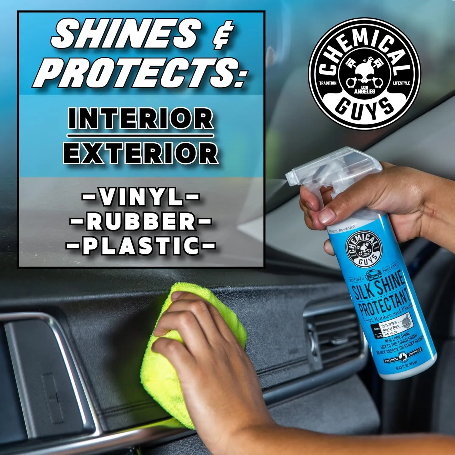 Chemical Guys TVD_109 Silk Shine Sprayable Dry-To-The-Touch Dressing and Protectant for Tires, Trim, Vinyl, Plastic and More, Safe for Cars, Trucks, Motorcycles, RVs & More, 128 fl oz (1 Gallon)
