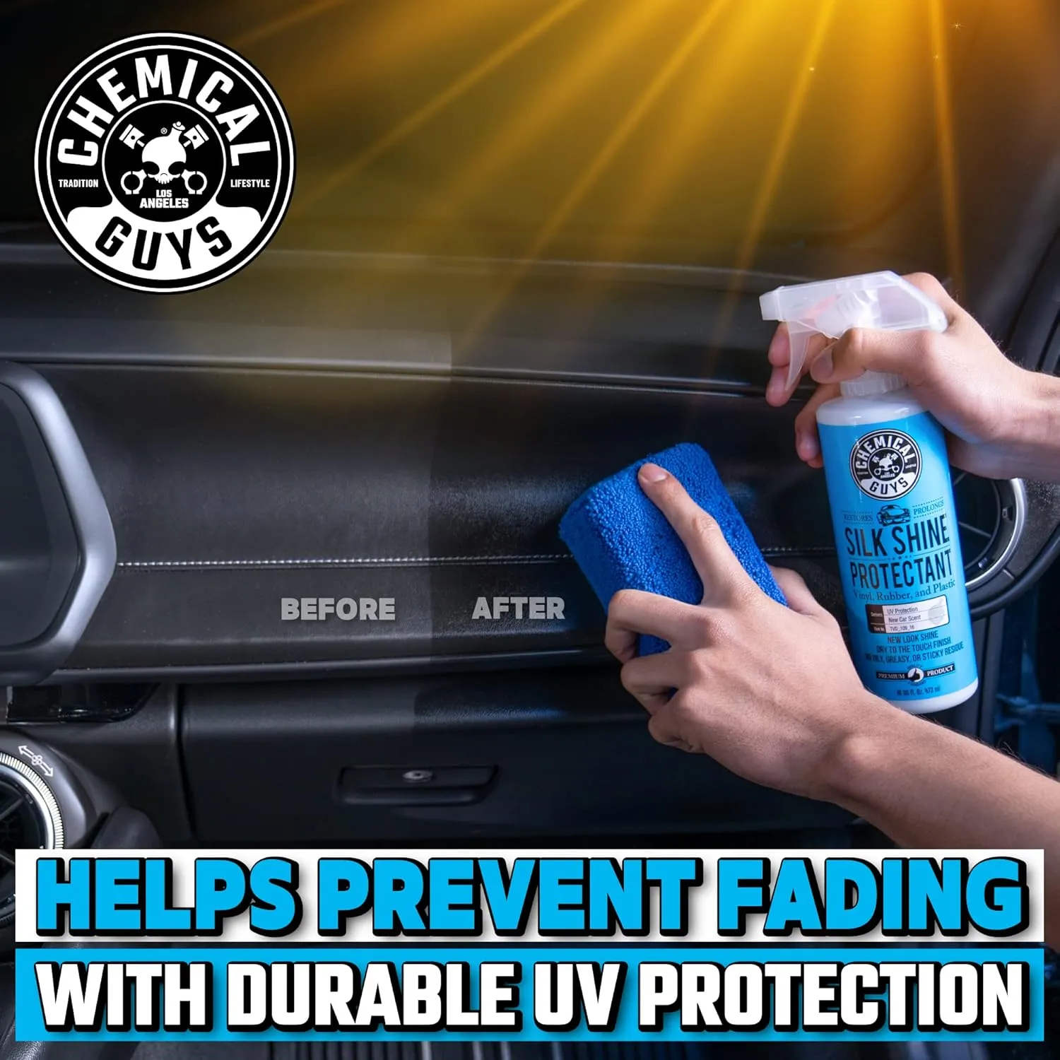 Chemical Guys TVD_109 Silk Shine Sprayable Dry-To-The-Touch Dressing and Protectant for Tires, Trim, Vinyl, Plastic and More, Safe for Cars, Trucks, Motorcycles, RVs & More, 128 fl oz (1 Gallon)