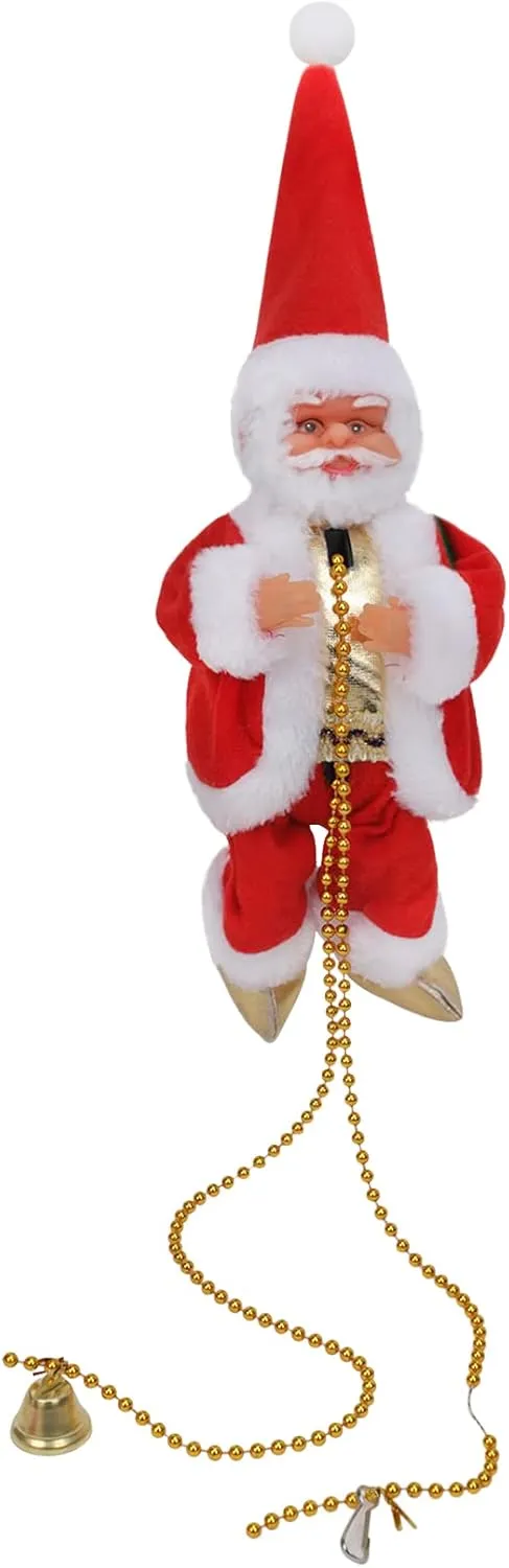 Christmas Decorations Battery Operated Climbing Santa Claus Climbs Up and Down with Music Musical Climbing Rope Climbing Santa Claus Doll Toy for Home Party Wall Tree Holiday Decoration