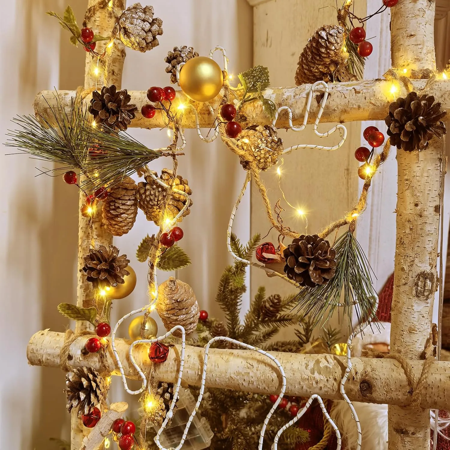 Christmas Fairy Lights Indoor 9.8FT 80 LED Garland with Remote 8 Modes Twinkle Lights for Bedroom Mantle Stairs Table Door Wall Christmas Tree Decor