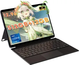 CHUWI 2025 Hi10 Max 2 in 1 Windows Tablet 12.96", 512GB SSD 12GB LPDDR5 RAM,Intel N100(up to 3.4GHz), Windows 11 Tablet PC with Backlit Keyboard, 3K FHD IPS,WiFi 6, BT 5.2,Dual Camera,HDMI,USB3.2