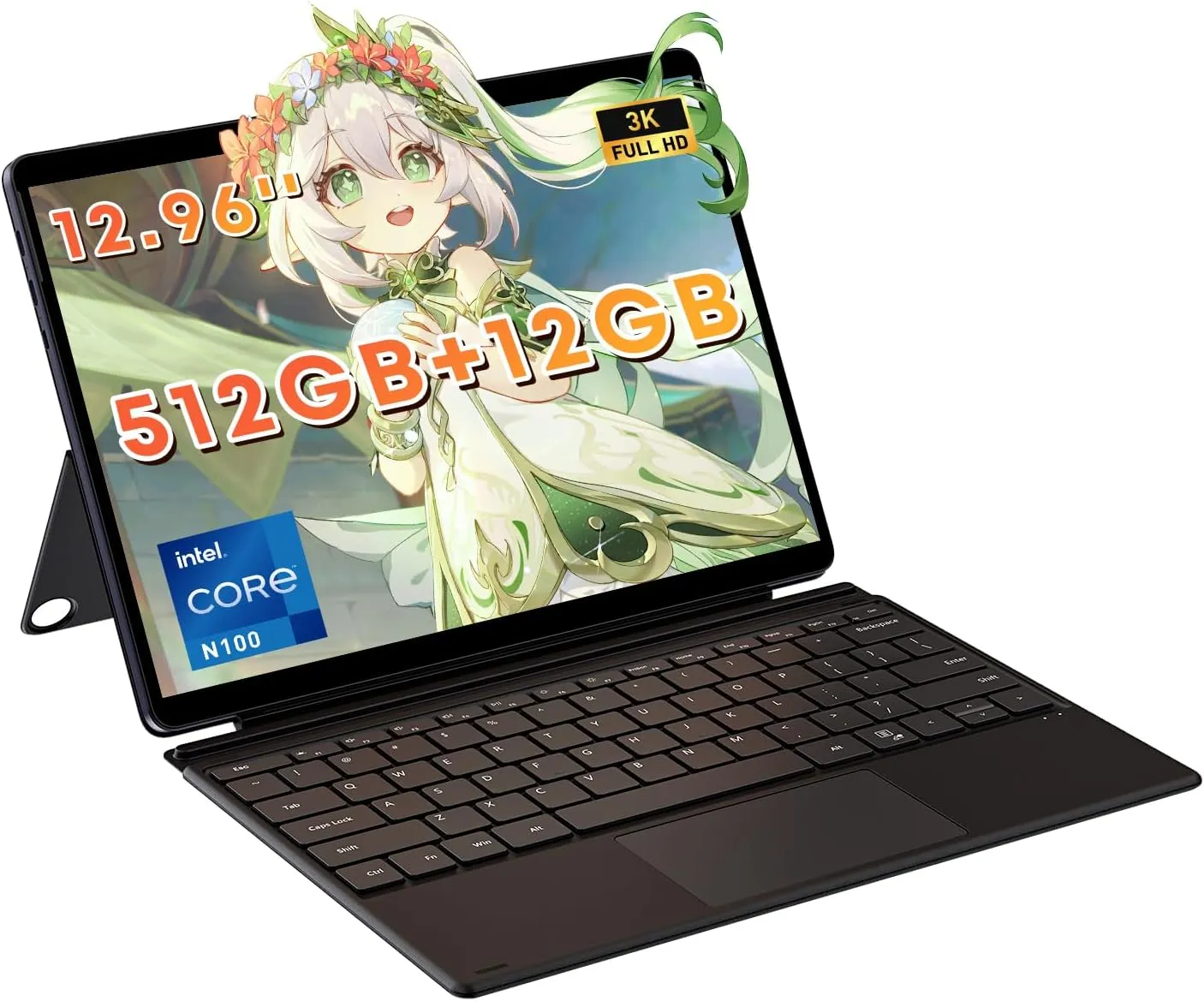 CHUWI 2025 Hi10 Max 2 in 1 Windows Tablet 12.96", 512GB SSD 12GB LPDDR5 RAM,Intel N100(up to 3.4GHz), Windows 11 Tablet PC with Backlit Keyboard, 3K FHD IPS,WiFi 6, BT 5.2,Dual Camera,HDMI,USB3.2