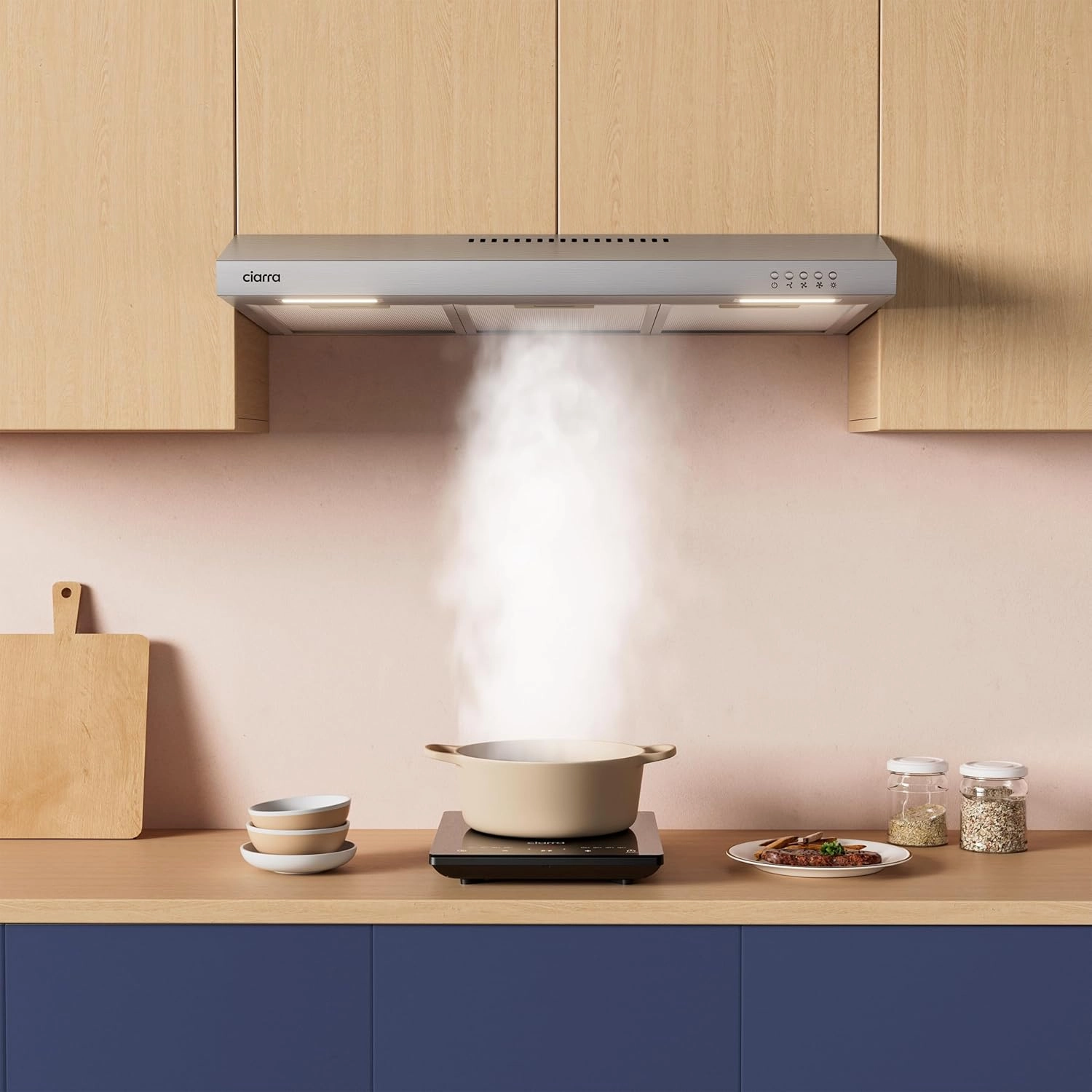 CIARRA Ductless Range Hood 30 inch Under Cabinet Hood Vent for Kitchen Ducted and Ductless Convertible CAS75918A