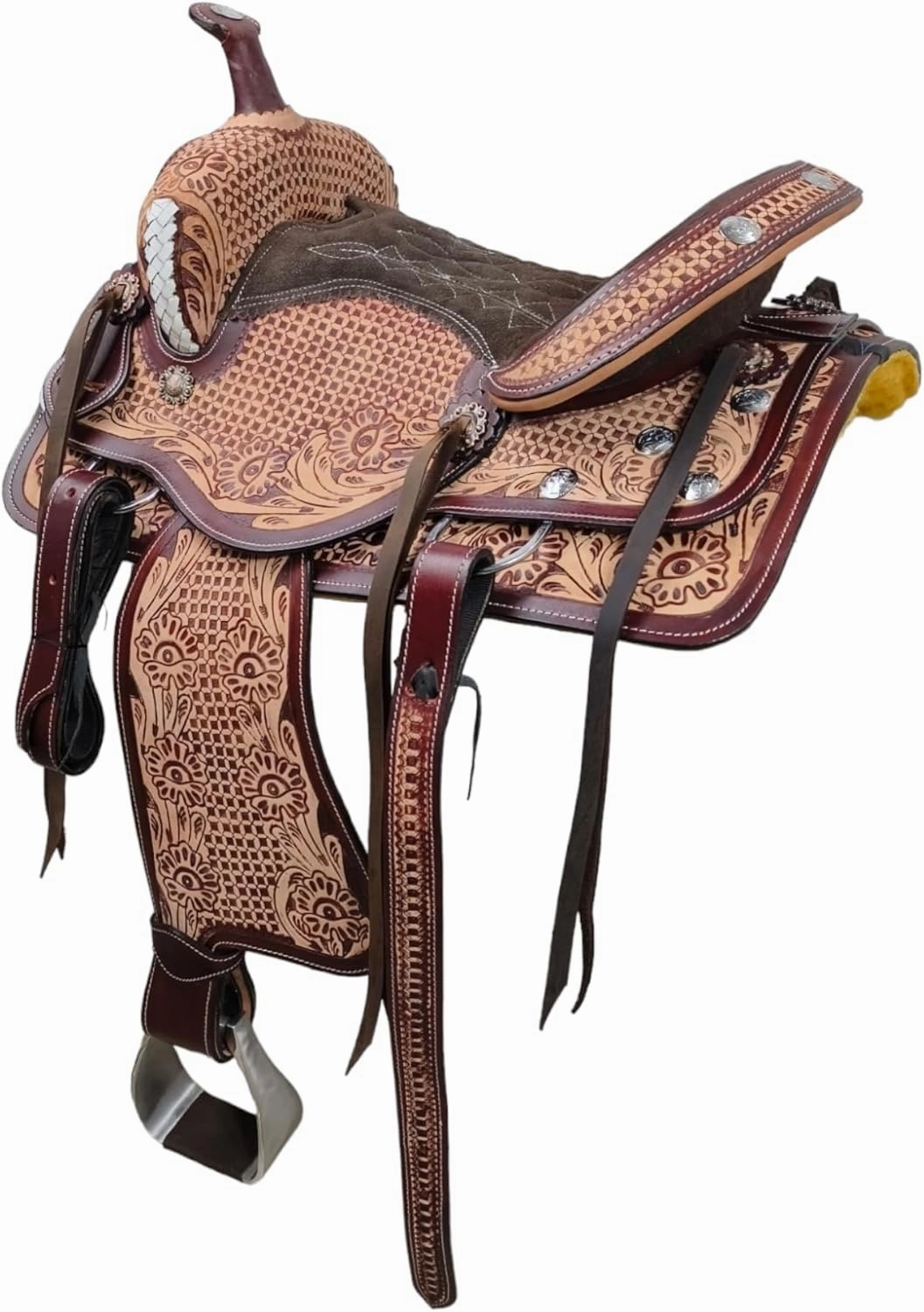 Classic Quality Handmade Leather Premium Comfort Western Barrel Racing Trail Equestrian Horse Saddle Size 14"-18" inches Seat Antique Barrel