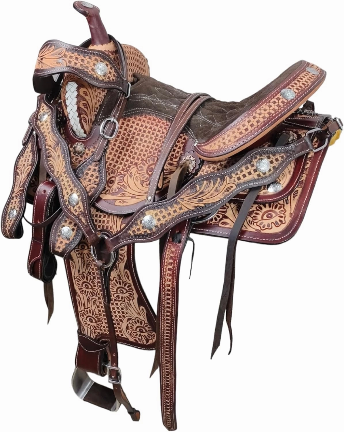 Classic Quality Handmade Leather Premium Comfort Western Barrel Racing Trail Equestrian Horse Saddle Size 14"-18" inches Seat Antique Barrel