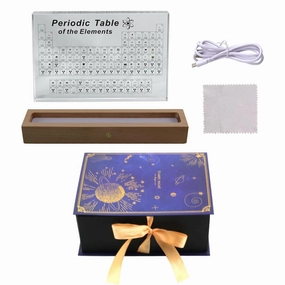 CNQLIS Large Acrylic Periodic Table with Real Element Samples - 8.3" Lighted Display, Science Decor and Teaching Tool, Unique Chemistry Gift for The Classroom or Home