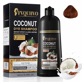Coconut Dark Brown Hair Color Shampoo for Gray Hair - Instant 3-in-1 Tint, Long-Lasting for All Hair Types