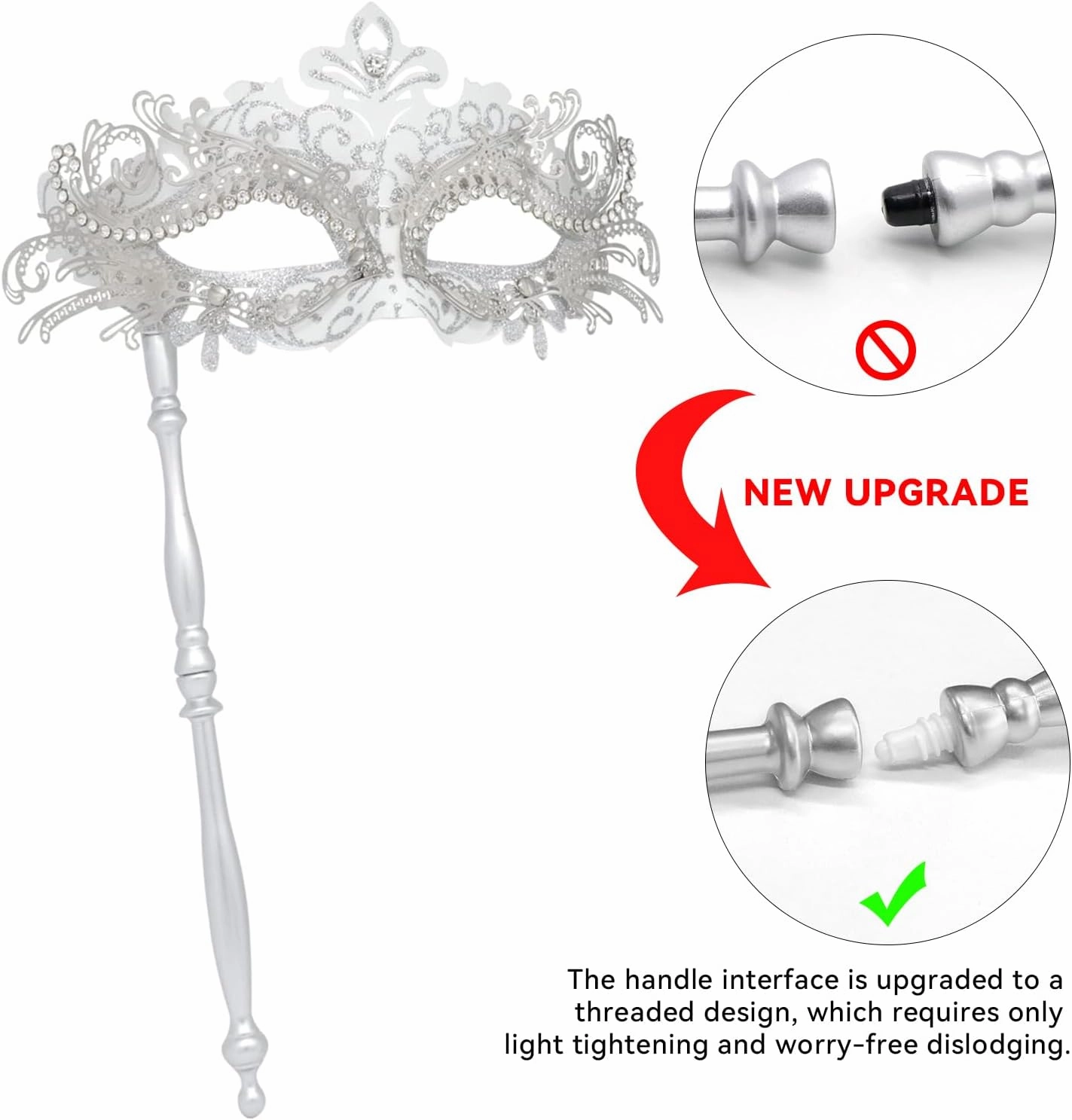Coddsmz Couple Masquerade Masks Set with Holding Stick Venetian Halloween Costume Masks Mardi Gras Masks Party Costume Mask