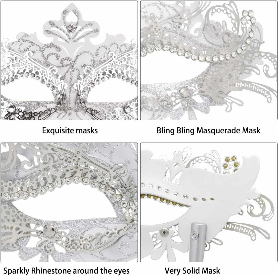 Coddsmz Couple Masquerade Masks Set with Holding Stick Venetian Halloween Costume Masks Mardi Gras Masks Party Costume Mask