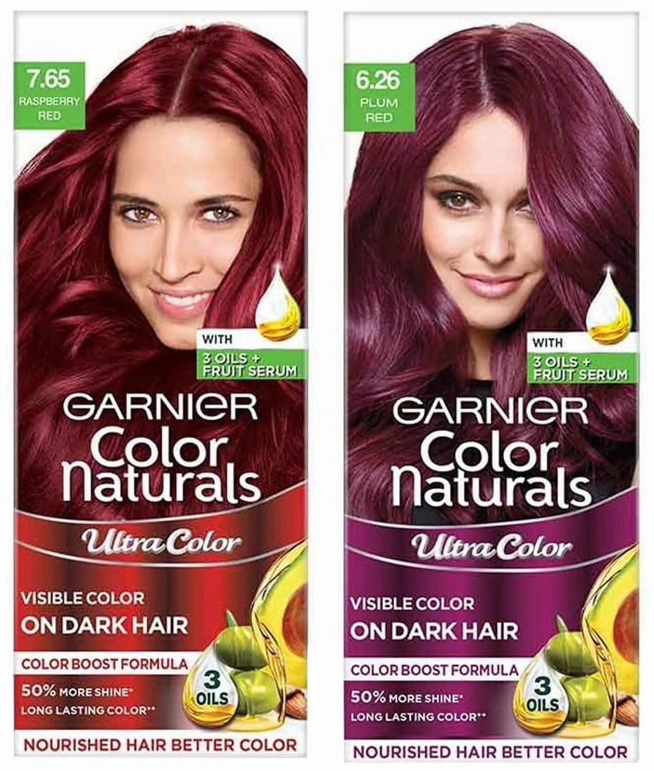 Color Naturals Creme Riche Hair Color, 765 Raspberry Red, 55ml   50g and Color Naturals Creme Riche Hair Color, Plum Red, 55ml   50g