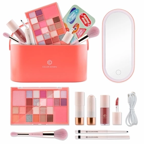 Color Nymph Makeup for Kids丨Kids Makeup Sets for Girls with LED Mirror, Makeup Kit for Teens Non-Toxic with 26-Color Vegan Face Palette Highlighter Lipgloss Eyeliner Brush