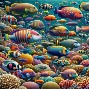 Colorful Underwater Fish Species and Coral Reef 1000 Pieces Wooden Jigsaw Puzzles for Adults Children Educational Intellectual Puzzle Toys Home Decoration Art DIY Toy Gift