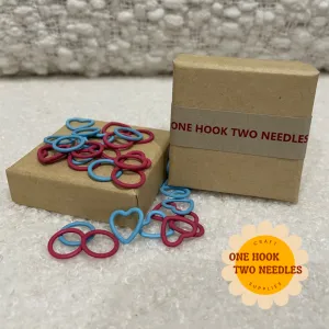 Coloured Stitch Marker Set, Rings and Hearts