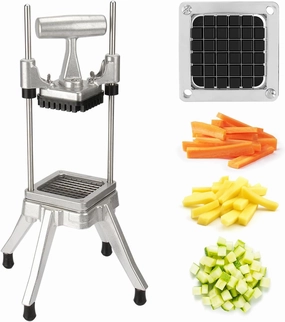 Commercial Vegetable Chopper - Heavy Duty Stainless Steel Dicer Cutter for Onions, Fruits, Vegetables; Ideal for French Fry, Tomato, Peppers, Potato (1IN1, 1/2'')