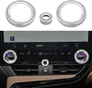 CONGCONG 3PCS Bling AC Control Knob Covers Fit for Lexus NX RX GX Accessories,Car Interior Accessories,Crystal AC Decal Trim Rings.