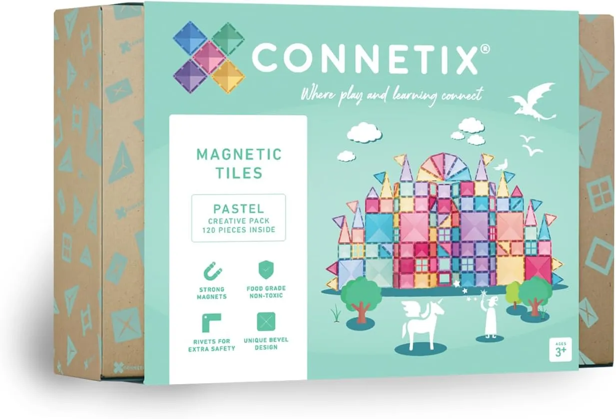 CONNETIX Magnetic Tiles Pastel Creative Pack, 120 Pieces