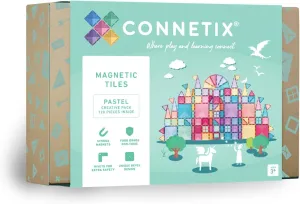 CONNETIX Magnetic Tiles Pastel Creative Pack, 120 Pieces