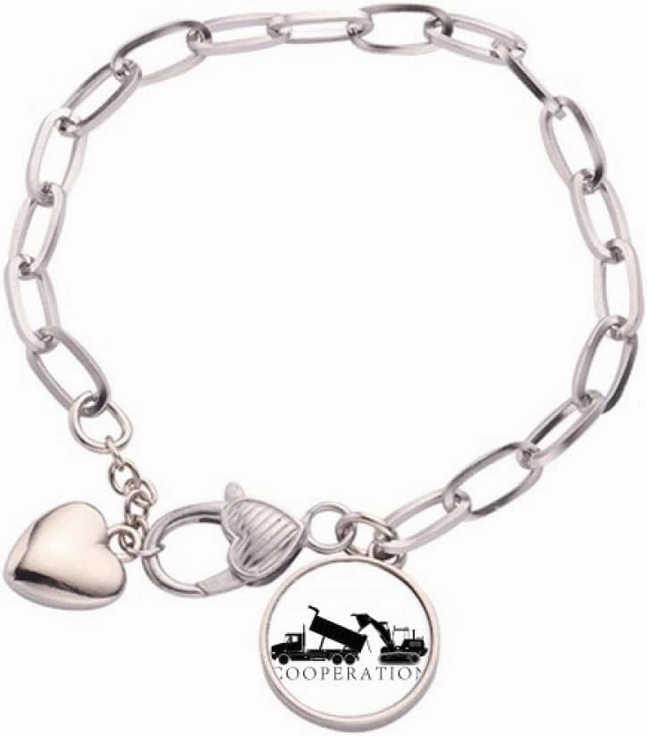 Cooperative Transport Sediment Trucks Heart Chain Bracelet Jewelry Charm Fashion