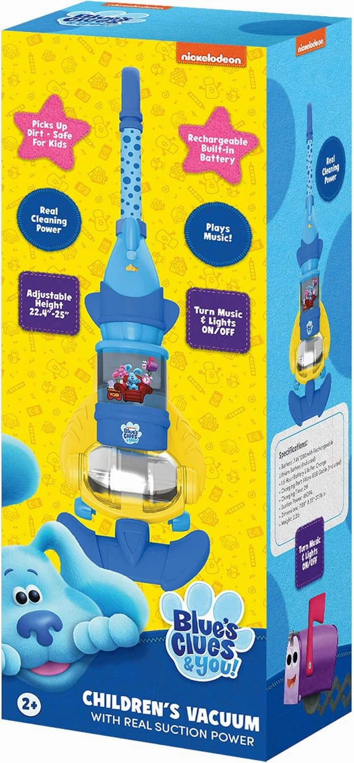 Core Innovations Blue's Clues & You Kids Vacuum Cleaner for Toddler, Toy Vacuum That Really Works with Light & Realistic Sounds, Baby Play Vacuumm for Children Girls Boys